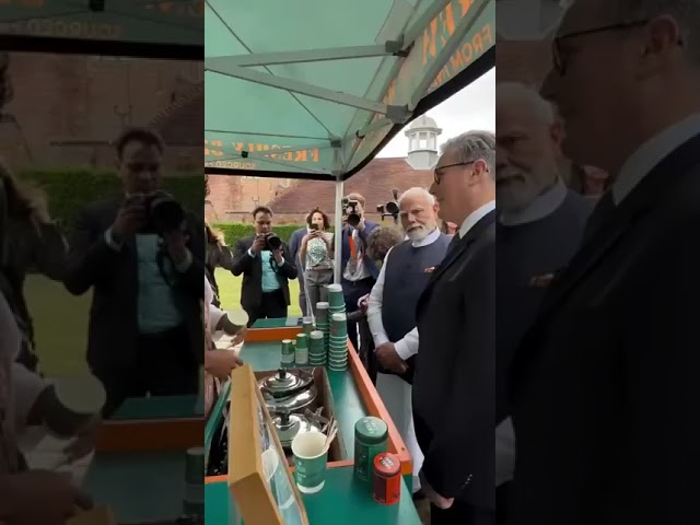 Prime Minister Narendra Modi does a Chai pe Charcha with UK PM Starmer