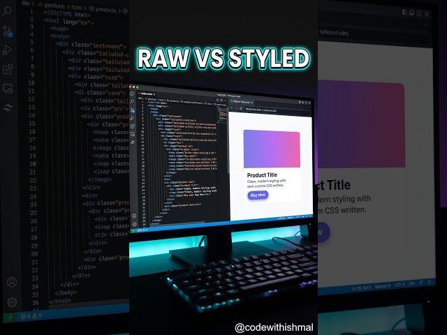 Without Tailwind vs With Tailwind CSS -- You Won't Believe the Difference.  #coding #webdevelopment