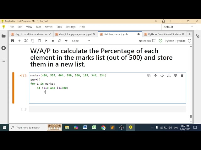 Python List Program-21. Print Percentage of each Element from given list #nitin_sir #sdi