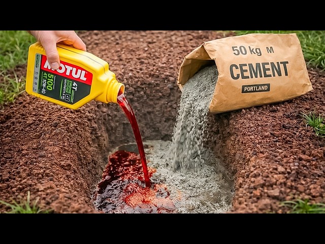Pour Used Motor Oil and Cement into a Hole! The Result Will Shock You