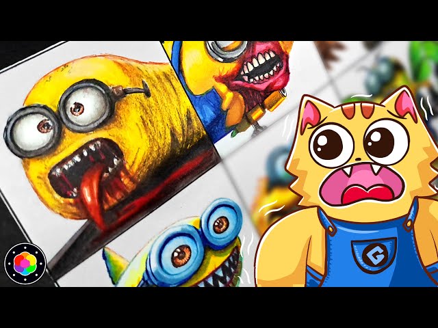 DRAWING ALL the MONSTER MINIONS! 💥🟡 (Infected Sky, Cyberworm, Shark and...) | PlastiVerse