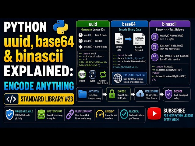 Python uuid, base64 & binascii Explained: Encode Anything | Standard Library #23