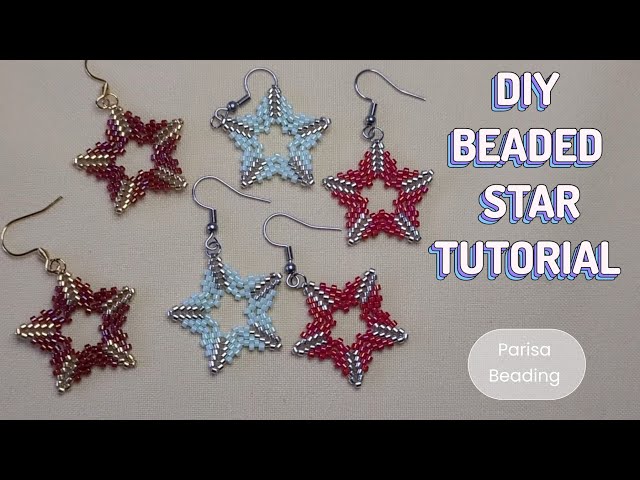DIY Beaded Star Earrings tutorial ✨️✨️✨️