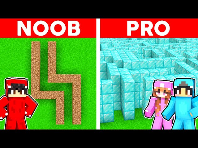 Minecraft NOOB Vs PRO: GIANT MAZE BUILD CHALLENGE!