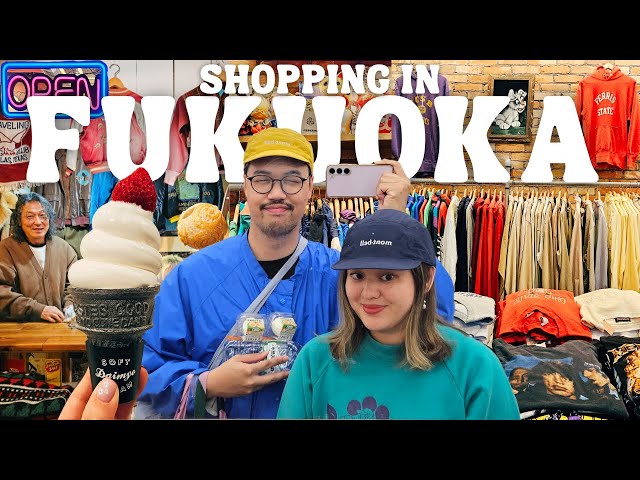Thrifting in Japan 🇯🇵 Vintage Shopping in Fukuoka Vlog, Best Yatai Food Stalls, Places to Eat 2024