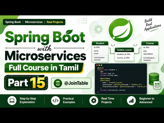 Spring Boot with Microservices Full Course in Tamil - Part 15 | @JoinTable in Spring Boot|Payilagam