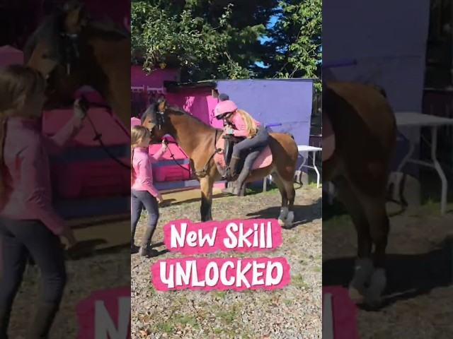 Can you get on from the ground? #mountup #horseriding #horserider #equestriankids #trotontwins