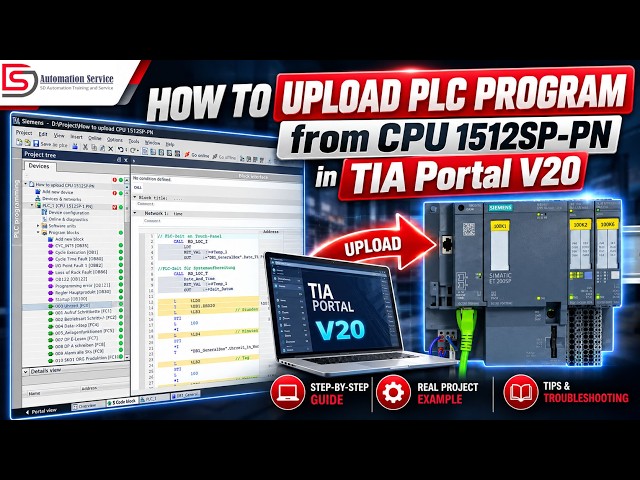 How to Upload PLC Program from Siemens CPU 1512SP-PN | TIA Portal V20 | Step-by-Step Tutorial