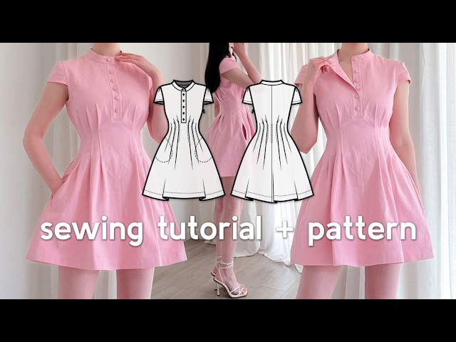 How to Sew a Buttoned WAIST-PLEATED Dress + Gigi Dress DA Sewing Pattern