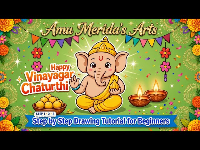 Vinayagar Chaturthi#Drawing#step by step#tutorial for beginners 🎉💐
