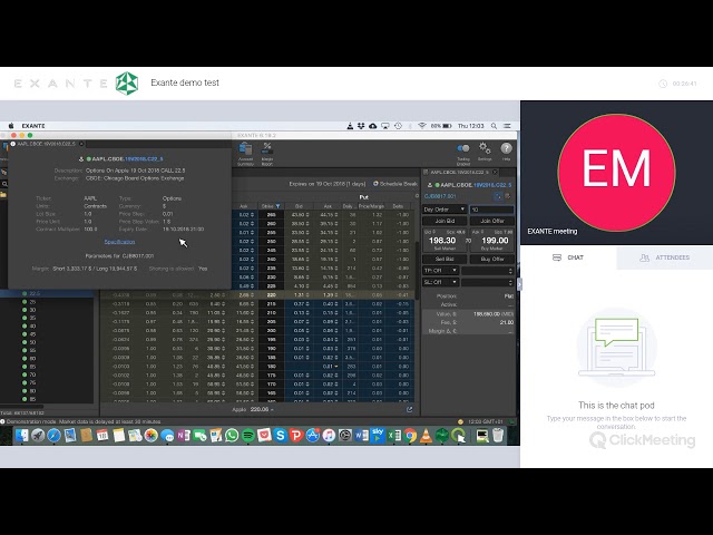 Working with options on EXANTE trading platform