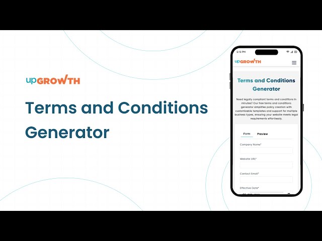 upGrowth AI-Powered Terms and Conditions Generator | Create Legal Docs in Minutes!