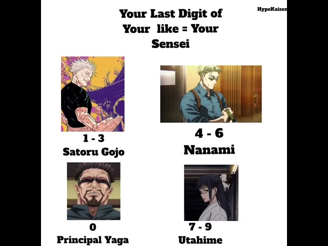 Your Last Like Digit Chooses Your Sensei 🔥 | #shorts #anime #jujutsukaisen