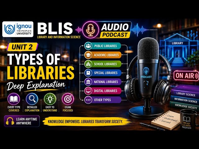Types of Libraries | National, Academic, Public, Special & Digital Libraries | IGNOU BLIS Unit 2 