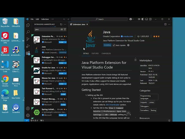 Java Programming: 14# Get the Java Platform Extension for VS Code