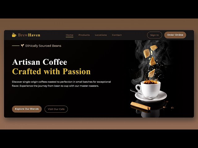 Build a Coffee Shop Website in 45 Minutes (HTML, CSS & JS Tutorial!)  Step-by-Step #websitedesign