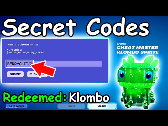UNLOCKING CHEAT MASTER KLOMBO SPRITE CODE in FORTNITE SEASON 4 SPRITE CODES! (New Secret Codes)