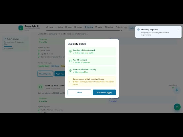 RozgarSetu AI | AI-Powered Skills, Schemes, Business & Market Linkage Platform