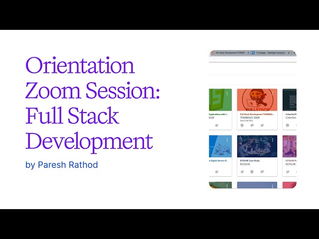 Full Stack Development: Orientation Zoom Session