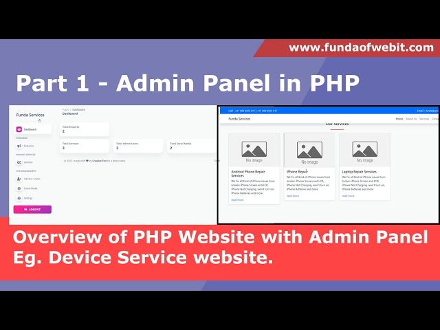 Part 1: Overview of PHP Website with Admin Panel Eg. Devices services website in php admin panel