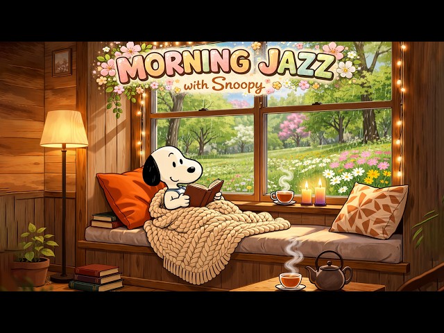Morning Jazz with Snoopy 🌸 Snoopy's Cozy Rainy Day to Calm Your Day