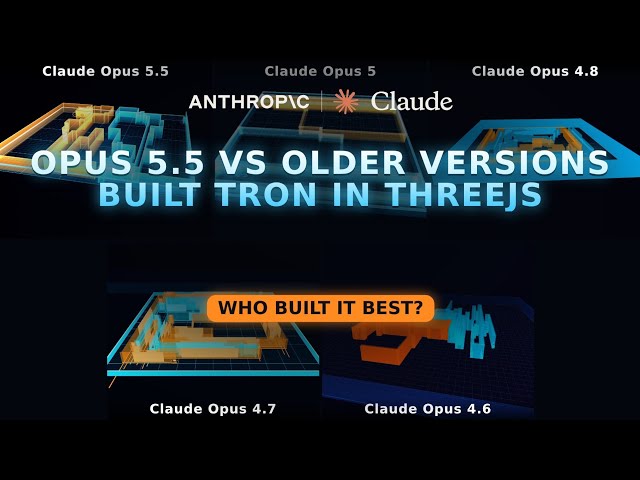 Claude Opus 5.5 against 4 of its predecessors building Tron from scratch