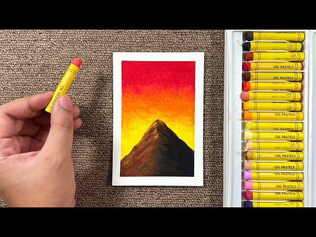 Super Easy Oil Pastel Sunset Drawing for Beginners! | Step-by-step Tutorial