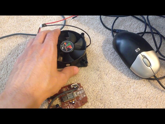 USB powered cooling fan for Raspberry pi DIY old mouse cable and pc fan