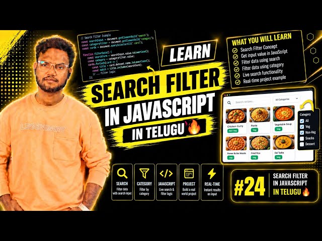 Search Filter in JavaScript 🔥 | Live Search & Filter Functionality | JavaScript Project #24