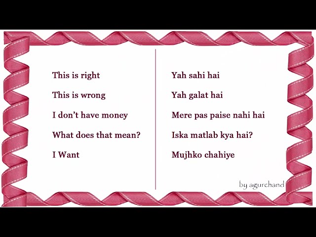 Learn Hindi through English - Survival Phrases
