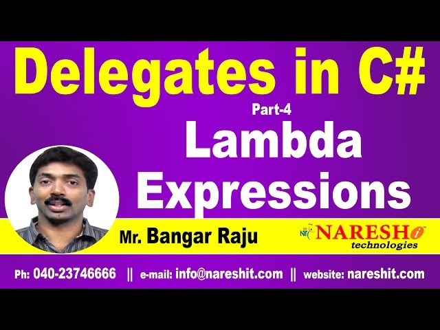 Lambda Expressions in C# | Delegates Part 4 | C#.NET Tutorial | Mr. Bangar Raju