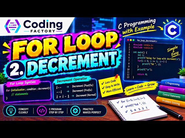 16. FOR Loop in C Language 🔥 | Decrement Operator | C Programming in Hindi