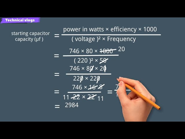 How to calculate Capacity of Starting capacitor in single phase motors | starting capacitor value