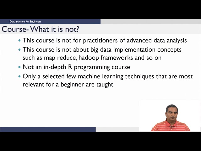 Data science for engineers Course philosophy and expectation