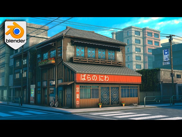 Build a Stylized Japanese Street Scene in Blender 5 | Full Course
