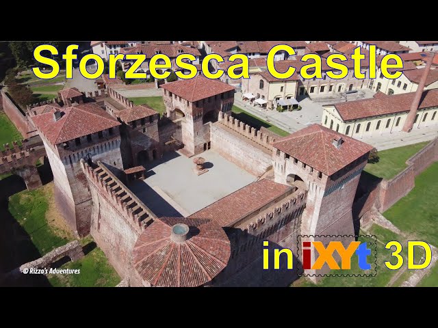 Sforzesca Castle, Soncino, Cremona, Lombardy in iXYt 3D video for VR, close view