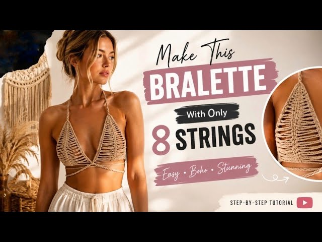 I made this macrame bra with just 8 strands of thread! 🤯