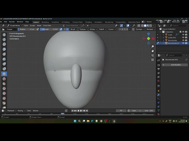 Blender Sculpting Timelapse | Day 1 | 1 Hour → 11 Min | Silence