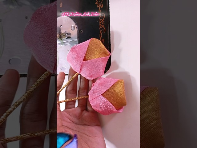 Easy Fabric Flower Latkan 🌹 Blouse Latkan Cutting and Stitching #shorts #diy