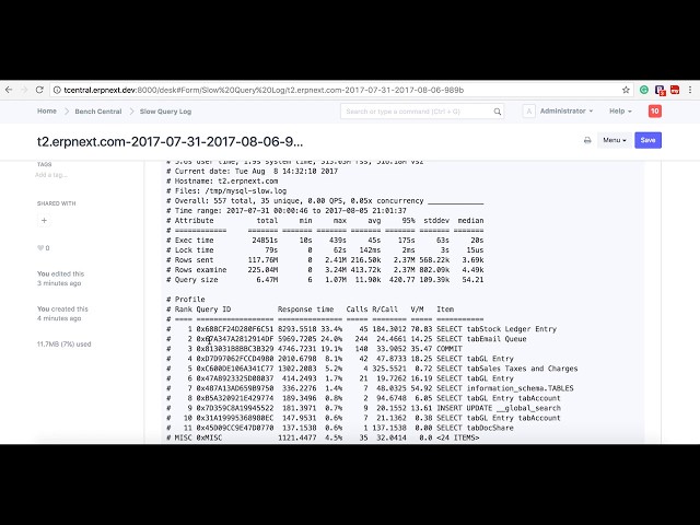 Slow Query Log Analytics