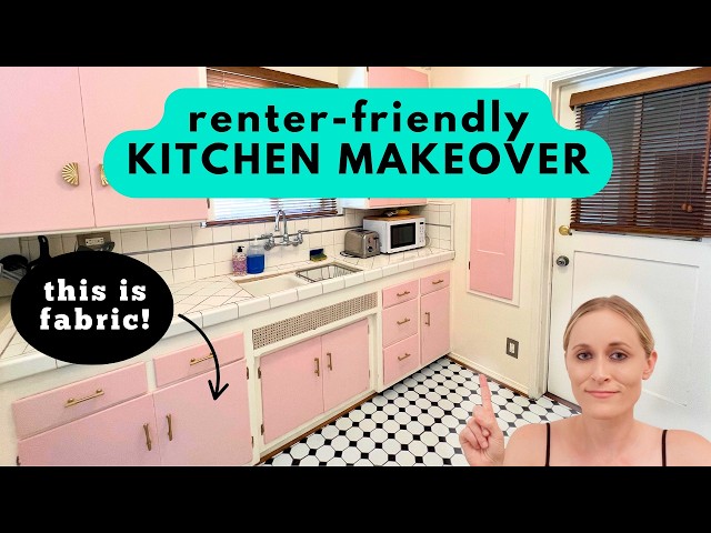 Renter-Friendly Kitchen Makeover with My Fabric Cabinet Hack!