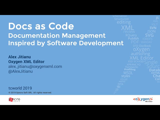 "Docs as Code - Documentation Management Inspired by Software Development" presented by Alex Jitianu
