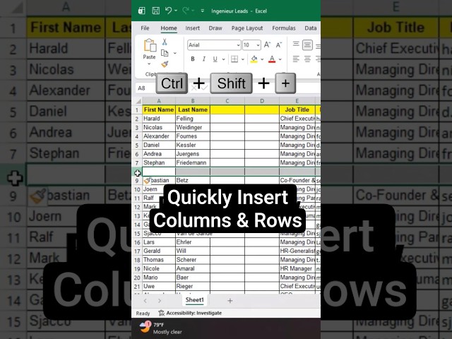MS Excel - Quickly Insert Columns & Rows ll Bivash Academy