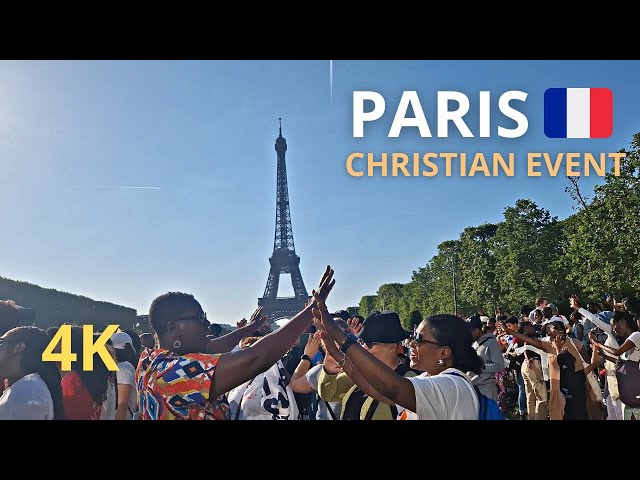 Paris, France - walking tour during the March for Jesus (La Marche pour Jésus)