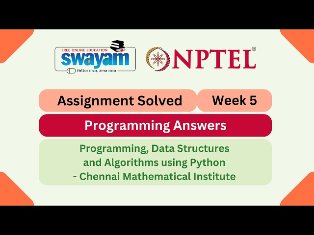 Programming, Data Structures And Algorithms Using Python Week 5 || NPTEL 2026 #nptel #myswayam
