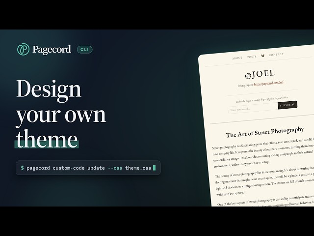 Design your own blog theme with Claude and the Pagecord CLI