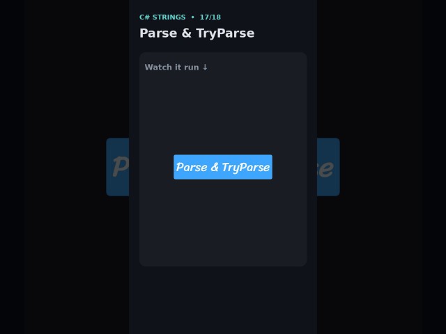 Parse vs TryParse in C# — Don't Crash Your App! 🚨 #shorts