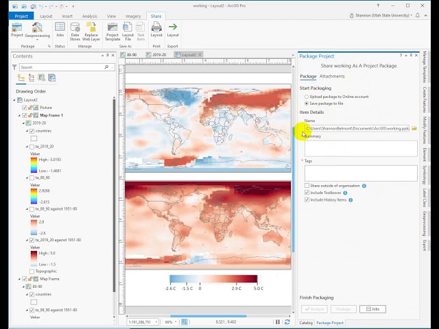 Saving a project package: ArcGIS Pro