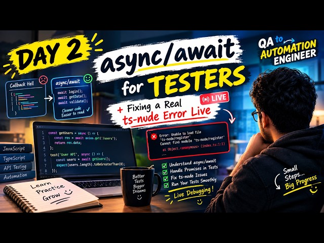 Async/await for Testers (+ Fixing a Real ts-node Error Live) | Day 2