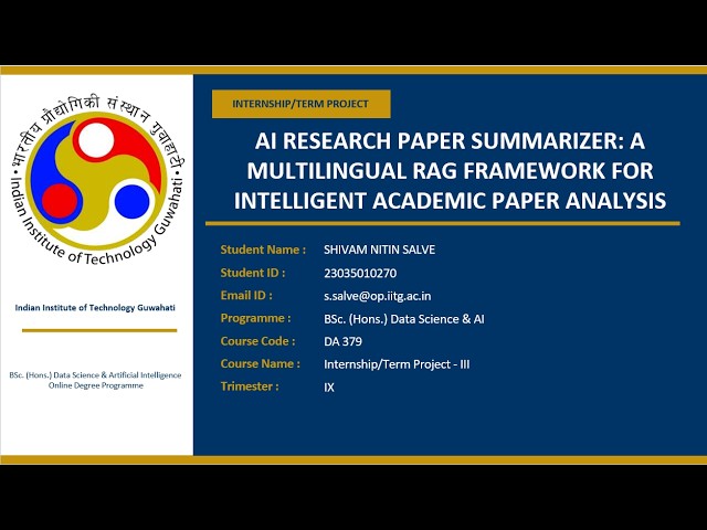 AI Research Paper Summarizer | Multilingual RAG Framework using Gemma2, FAISS & Ollama